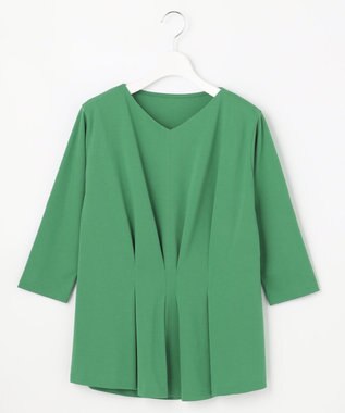 自由区 L 【放湿性/保湿性】イージートップス タックディテール カットソー グリーン系