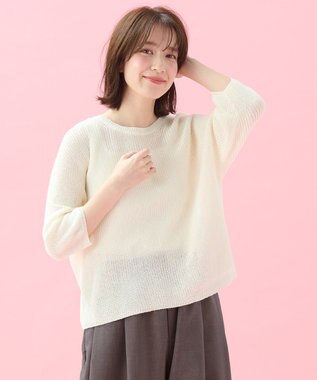 ANY 【洗濯機可/アンチピリング】ギマハーフスリーブニット エクリュ