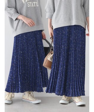 AMERICAN HOLIC 丈違いプリントプリーツスカート Navy