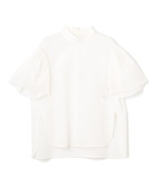 BEIGE， 【洗える】PLUMERIA / コットンシアーパフスリーブブラウス White
