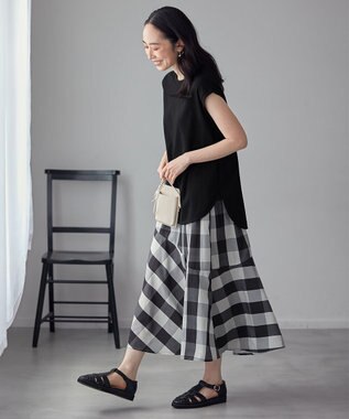  【洗濯機可能/ウエストゴム】ビックチェックマーメイドスカート