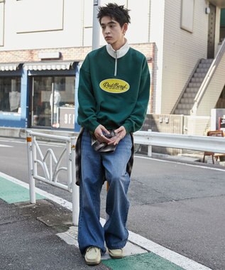 WEGO サークルロゴハーフジッププルオーバー ダークグリーン