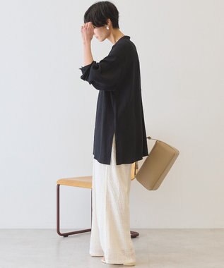 AMERICAN HOLIC 楊柳バンドカラーシャツ Black