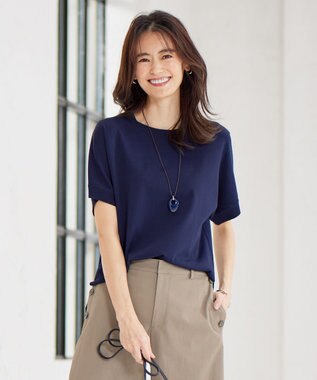  【洗える】 レーヨンエリートストレッチ ドルマン ニット Tシャツ