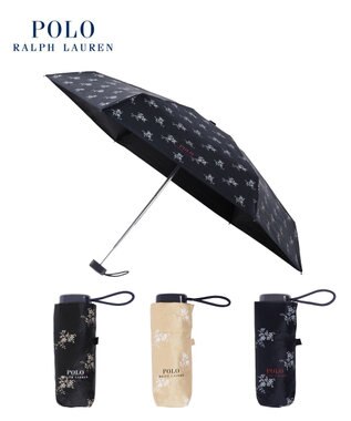 MOONBAT 【WEB限定/UV遮蔽率100％/晴雨兼用】POLO RALPH LAUREN （ポロ ラルフローレン）晴雨兼用日傘 折りたたみ傘 コンパクト 花柄 ネイビーブルー