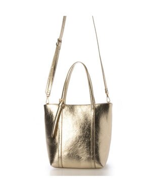 UNBILLION カシュカシュ cachecache / クラッシュメタリック2wayミニトート ゴールド