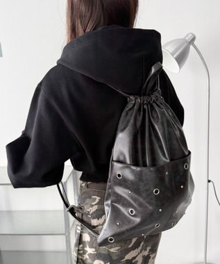 WEGO ハトメデザインナップサック ブラックその他