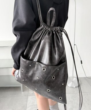 WEGO ハトメデザインナップサック ブラックその他