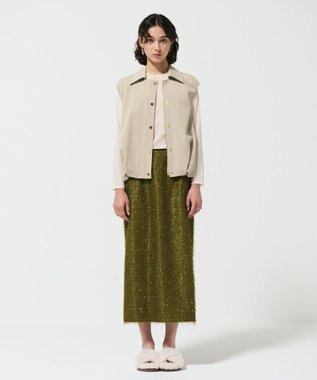 GRACE CONTINENTAL フリンジジャガードタイトスカート カーキ