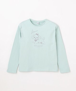 ANY KIDS 【一部店舗/WEB限定】【綿100%】プリント 長袖Tシャツ ミント×イヌ