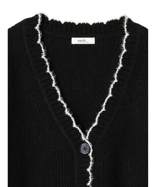 earth music&ecology スカラップニットカーディガン Black