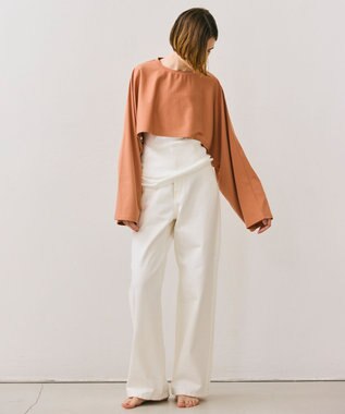 BEIGE， 【BEIGE,ecru/WEB限定・洗える】JERSEY STITCH / コットンクロップドトップス Nude camel