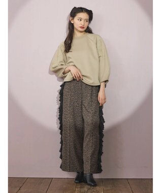 Green Parks ■ＥＳＣＡＲ　サイドラッフルストレートパンツ Leopard