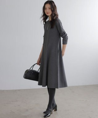 組曲 L シックフレアニットワンピース グレー系