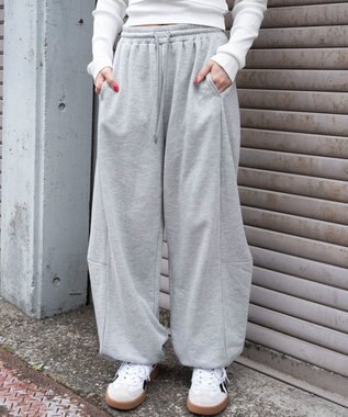 WEGO 【ウエストゴム】カーブデザインスウェットパンツ 杢グレー