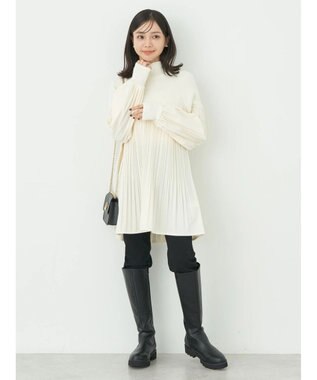 earth music&ecology プリーツフレアニットチュニック Ivory