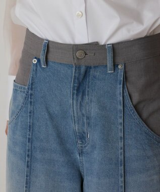 GRACE CONTINENTAL コンビデニムワイドパンツ グレー