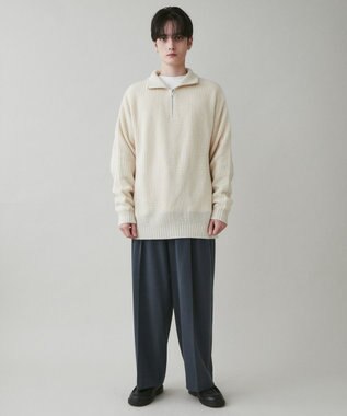 WEGO 起毛TR ワイドストレートスラックス ブルーその他