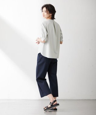 J.PRESS LADIES L 【吸水速乾】プレーティングジャージー バンドカラー カットソー ライトグリーン系