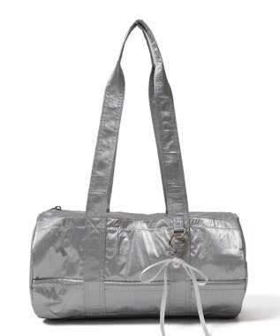 WEGO サテンリボンチャーム付きボストンバッグ シルバー