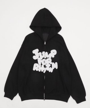 WEGO 【ユニセックス着用ITEM/MLサイズ展開】メッシュロゴジップパーカー ブラック