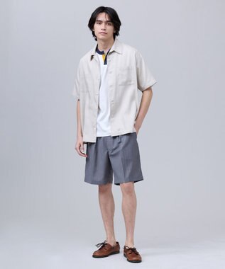 J.PRESS MEN 【J.PRESS ORIGINALS】Rayon Linen Oxford Open Half Sleeve Shirt / Baggy-Fit ベージュ系