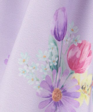 ANY KIDS フラワー ブーケ プリント スカパン ラベンダー系