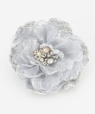 J.PRESS LADIES ツイード コサージュ ライトグレー系