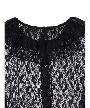 earth music&ecology ポコポコレースブラウス Black