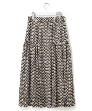 23区 L 【洗える】Ratti コラージュプリント ギャザースカート ブラウンプリント