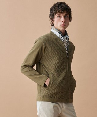 JOSEPH ABBOUD 【サステイナブル・オーガニックコットン使用】オーガニッククールニットジップ カーディガン カーキ系