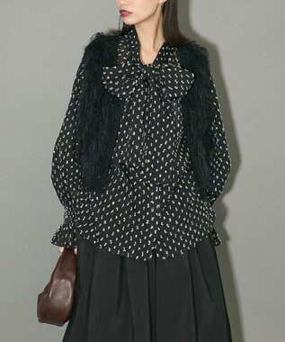 Green Parks ボウタイリボンブラウス Black