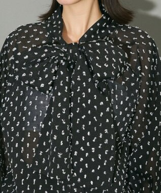 Green Parks ボウタイリボンブラウス Black