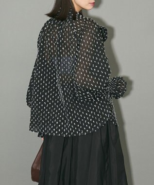 Green Parks ボウタイリボンブラウス Black