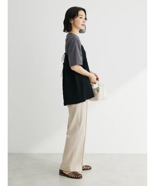 Green Parks 綿麻混イージーワイドパンツ Light Beige