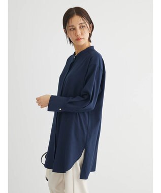 Green Parks イージーケア　比翼ボタンチュニック Dark Navy