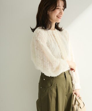 Green Parks Ｏ．フサフサ２ｗａｙボウタイブラウス Off White