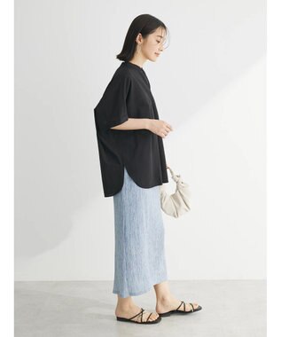 Green Parks 綿麻混フレンチスリーブスキッパーシャツ Black