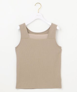 ANY SIS 【洗える】シアーコンビスクエアネック タンクトップ グレージュ