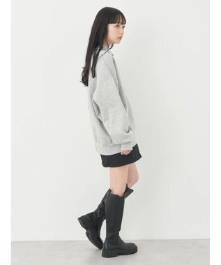 earth music&ecology ハーフジップロゴチュニック Light Gray