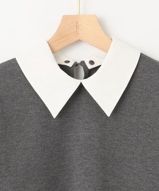 組曲 【WEB限定】ELENA襟付き セットアップワンピ チャコールグレー系