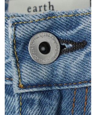 earth music&ecology ウ゛ィンテージ加工セルフカットワイドデニム Light Indigo