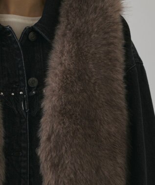 GRACE CONTINENTAL フェイクフォックスファ－ベスト グレー