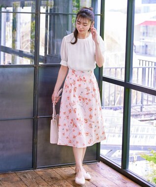 Tiaclasse L 【洗える】花柄プリントスカート ピンク