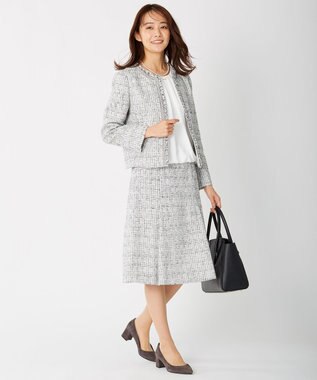 J.PRESS LADIES ファンシーツイード スカート ホワイト系1