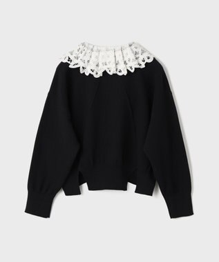 GRACE CONTINENTAL レースカラーニットトップ ブラック