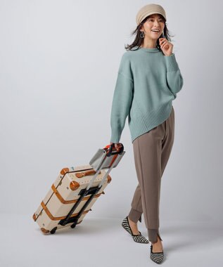 UNFILO 【洗える】スプリングコットンニット バックスリット グリーン