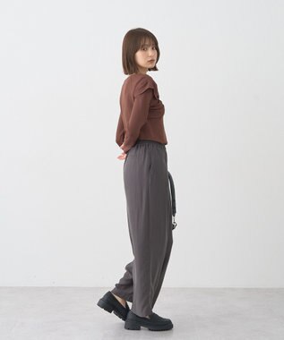 earth music&ecology リボンライクドレーププルオーバー Brown