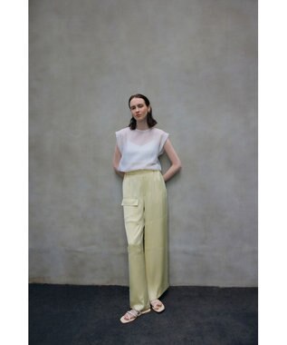 NAVE 【Nave・洗える/ウエストゴム】ヴィンテージサテン ワイドパンツ ライトイエロー系