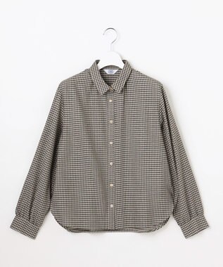 J.PRESS LADIES サイロチェック シャツ ベージュ×ブラック×パープル系